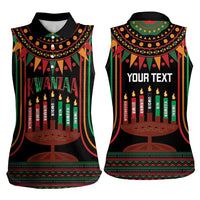 Personalized African-American Kwanzaa Women Sleeveless Polo Shirt Kinara Candles African Pattern - Wonder Print Shop