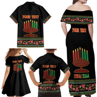 Personalized African-American Kwanzaa Family Matching Off Shoulder Maxi Dress and Hawaiian Shirt Dashiki Mix Paisley Pattern - Wonder Print Shop