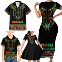 Personalized African-American Kwanzaa Family Matching Short Sleeve Bodycon Dress and Hawaiian Shirt Dashiki Mix Paisley Pattern - Wonder Print Shop