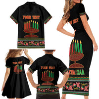 Personalized African-American Kwanzaa Family Matching Short Sleeve Bodycon Dress and Hawaiian Shirt Dashiki Mix Paisley Pattern - Wonder Print Shop