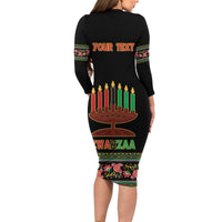 Personalized African-American Kwanzaa Long Sleeve Bodycon Dress Dashiki Mix Paisley Pattern - Wonder Print Shop