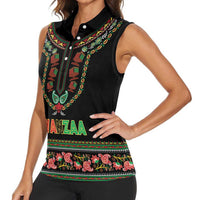 Personalized African-American Kwanzaa Women Sleeveless Polo Shirt Dashiki Mix Paisley Pattern - Wonder Print Shop