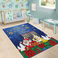 Merry Chrismukkah Area Rug Hanukkah Memorah Mix Poinsettia - Wonder Print Shop