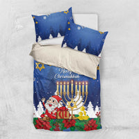 Merry Chrismukkah Bedding Set Hanukkah Memorah Mix Poinsettia - Wonder Print Shop