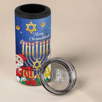 Personalised Merry Chrismukkah 4 in 1 Can Cooler Tumbler Hanukkah Memorah Mix Poinsettia - Wonder Print Shop