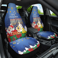 Merry Chrismukkah Car Seat Cover Hanukkah Memorah Mix Poinsettia - Wonder Print Shop