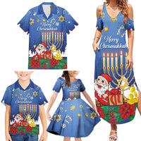 Personalised Merry Chrismukkah Family Matching Summer Maxi Dress and Hawaiian Shirt Hanukkah Memorah Mix Poinsettia - Wonder Print Shop
