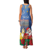 Personalised Merry Chrismukkah Family Matching Tank Maxi Dress and Hawaiian Shirt Hanukkah Memorah Mix Poinsettia - Wonder Print Shop