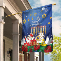 Merry Chrismukkah Garden Flag Hanukkah Memorah Mix Poinsettia - Wonder Print Shop