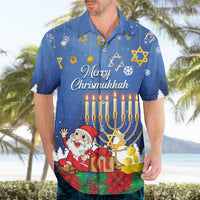 Personalised Merry Chrismukkah Hawaiian Shirt Hanukkah Memorah Mix Poinsettia - Wonder Print Shop