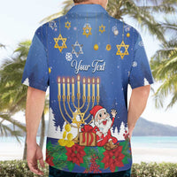 Personalised Merry Chrismukkah Hawaiian Shirt Hanukkah Memorah Mix Poinsettia - Wonder Print Shop