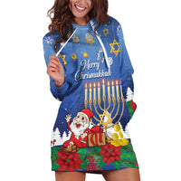 Personalised Merry Chrismukkah Hoodie Dress Hanukkah Memorah Mix Poinsettia - Wonder Print Shop