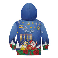 Personalised Merry Chrismukkah Kid Hoodie Hanukkah Memorah Mix Poinsettia - Wonder Print Shop