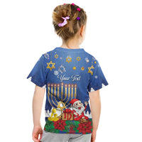 Personalised Merry Chrismukkah Kid T Shirt Hanukkah Memorah Mix Poinsettia - Wonder Print Shop