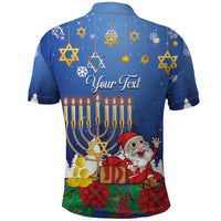 Personalised Merry Chrismukkah Polo Shirt Hanukkah Memorah Mix Poinsettia - Wonder Print Shop