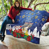 Merry Chrismukkah Quilt Hanukkah Memorah Mix Poinsettia - Wonder Print Shop