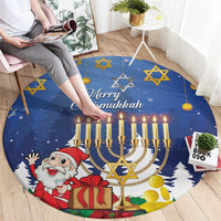 Merry Chrismukkah Round Carpet Hanukkah Memorah Mix Poinsettia