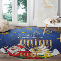 Merry Chrismukkah Round Carpet Hanukkah Memorah Mix Poinsettia