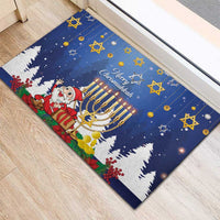 Merry Chrismukkah Rubber Doormat Hanukkah Memorah Mix Poinsettia - Wonder Print Shop