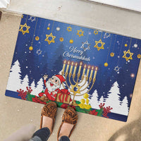 Merry Chrismukkah Rubber Doormat Hanukkah Memorah Mix Poinsettia - Wonder Print Shop