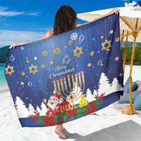 Merry Chrismukkah Sarong Hanukkah Memorah Mix Poinsettia - Wonder Print Shop