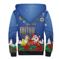 Personalised Merry Chrismukkah Sherpa Hoodie Hanukkah Memorah Mix Poinsettia - Wonder Print Shop