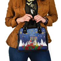 Merry Chrismukkah Shoulder Handbag Hanukkah Memorah Mix Poinsettia