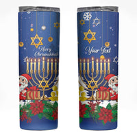 Personalised Merry Chrismukkah Skinny Tumbler Hanukkah Memorah Mix Poinsettia - Wonder Print Shop