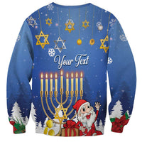 Personalised Merry Chrismukkah Sweatshirt Hanukkah Memorah Mix Poinsettia - Wonder Print Shop