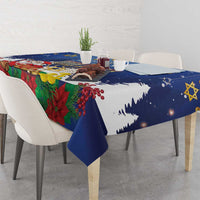 Merry Chrismukkah Tablecloth Hanukkah Memorah Mix Poinsettia - Wonder Print Shop
