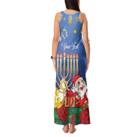 Personalised Merry Chrismukkah Tank Maxi Dress Hanukkah Memorah Mix Poinsettia - Wonder Print Shop