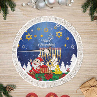 Personalised Merry Chrismukkah Tree Skirt Hanukkah Memorah Mix Poinsettia - Wonder Print Shop