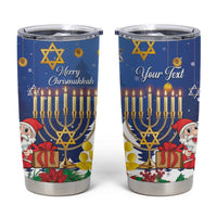Personalised Merry Chrismukkah Tumbler Cup Hanukkah Memorah Mix Poinsettia - Wonder Print Shop