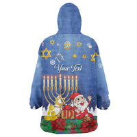 Personalised Merry Chrismukkah Wearable Blanket Hoodie Hanukkah Memorah Mix Poinsettia - Wonder Print Shop