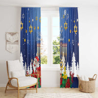 Merry Chrismukkah Window Curtain Hanukkah Memorah Mix Poinsettia - Wonder Print Shop