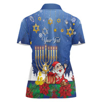 Personalised Merry Chrismukkah Women Polo Shirt Hanukkah Memorah Mix Poinsettia - Wonder Print Shop