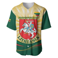 Personalised Lithuania Independence Day Baseball Jersey Coat Of Arms Proud - Wonder Print Shop