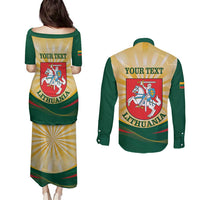 Personalised Lithuania Independence Day Couples Matching Puletasi and Long Sleeve Button Shirt Coat Of Arms Proud - Wonder Print Shop