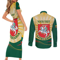 Personalised Lithuania Independence Day Couples Matching Short Sleeve Bodycon Dress and Long Sleeve Button Shirt Coat Of Arms Proud - Wonder Print Shop
