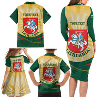Personalised Lithuania Independence Day Family Matching Long Sleeve Bodycon Dress and Hawaiian Shirt Coat Of Arms Proud - Wonder Print Shop