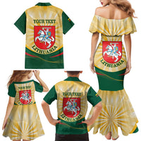 Personalised Lithuania Independence Day Family Matching Mermaid Dress and Hawaiian Shirt Coat Of Arms Proud - Wonder Print Shop