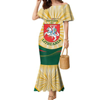 Personalised Lithuania Independence Day Family Matching Mermaid Dress and Hawaiian Shirt Coat Of Arms Proud - Wonder Print Shop