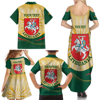 Personalised Lithuania Independence Day Family Matching Summer Maxi Dress and Hawaiian Shirt Coat Of Arms Proud - Wonder Print Shop
