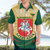 Personalised Lithuania Independence Day Hawaiian Shirt Coat Of Arms Proud - Wonder Print Shop