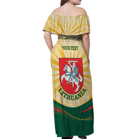 Personalised Lithuania Independence Day Off Shoulder Maxi Dress Coat Of Arms Proud - Wonder Print Shop