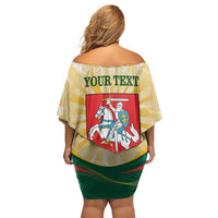 Personalised Lithuania Independence Day Off Shoulder Short Dress Coat Of Arms Proud - Wonder Print Shop