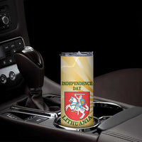 Personalised Lithuania Independence Day Skinny Tumbler Coat Of Arms Proud - Wonder Print Shop