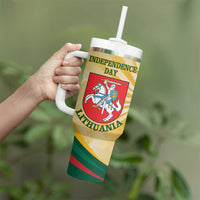 Personalised Lithuania Independence Day Tumbler With Handle Coat Of Arms Proud - Wonder Print Shop