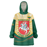 Personalised Lithuania Independence Day Wearable Blanket Hoodie Coat Of Arms Proud - Wonder Print Shop