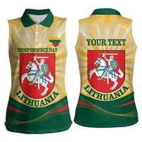 Personalised Lithuania Independence Day Women Sleeveless Polo Shirt Coat Of Arms Proud - Wonder Print Shop
